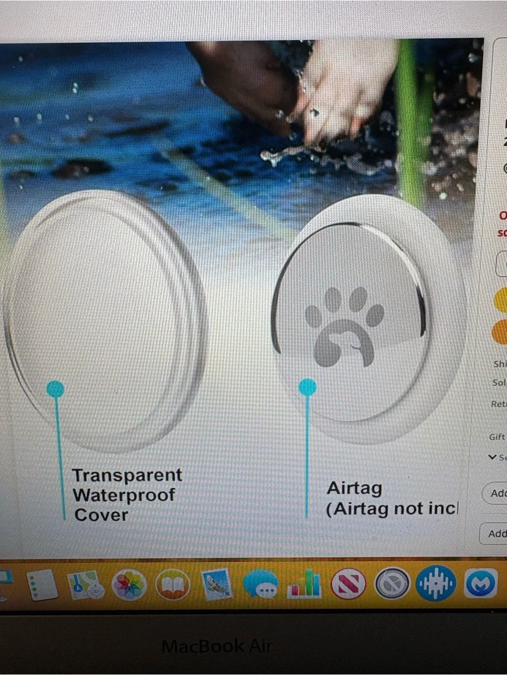 TagME NWT AirTag Holder(Air tag not included) Waterproof, Reflective, Medium Dog